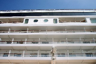 Photo of ship's balconies goes here.
