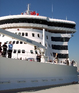 Photo of side of QM2 goes here.