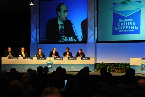 Photo of Seatrade Cruise Shipping Convention panel discussion goes here.