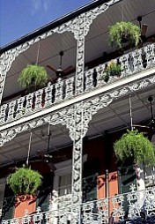 Intricate decorative ironwork on French Quarter balconies goes here.