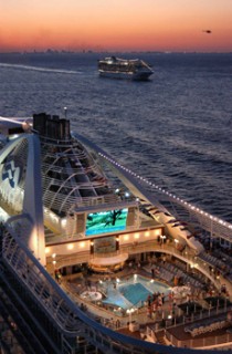 Photo of Caribbean Princess' on deck movie screen goes here.