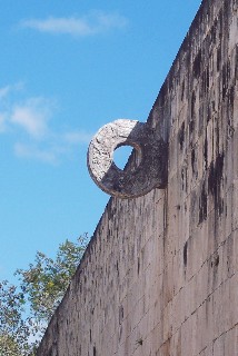 Photo of ring atop the Great Ball Court wall goes here.