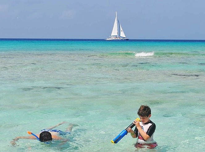 Photo of Crystal Clear Waters around Blue Lagoon Island near Nassau in the Bahamas.*
