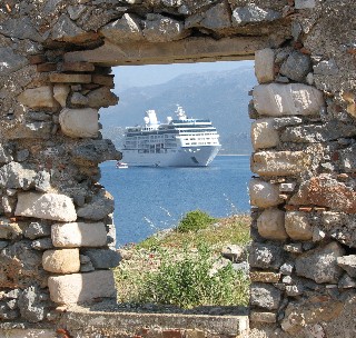 An Oceania ship is shown in Greece.