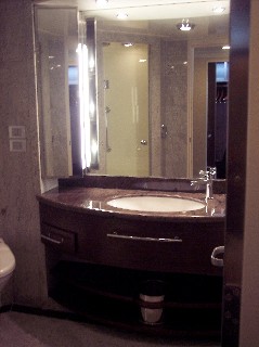 Photo of bathroom in the Penthouse suite.