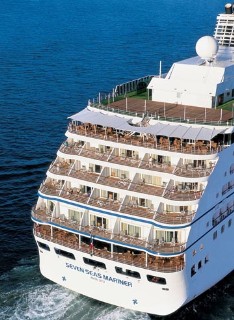 Stern of Seven Seas Mariner is shown here.