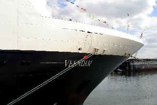 Photo of the Veendam's bow goes here.