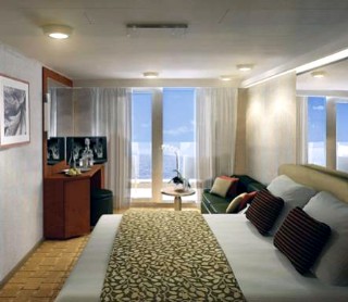 Photo of a veranda stateroom on Eurodam goes here.