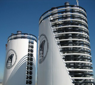 Photo of Eurodam funnels goes here.