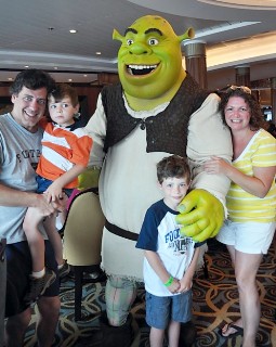 Photo of the Dinnigans at the Shrek Character Breakfast goes here.*